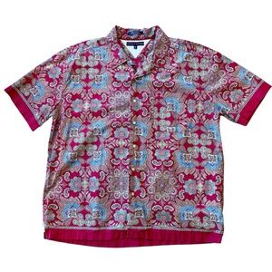 Vtg Tommy Hilfiger Men’s Shirt Paisley Short Sleeve Button Down Size XXL
